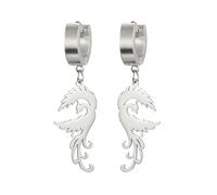 KKJOY Hoop Earrings with Phoenix Pendant Stainless Steel Mythological Animal Bird Dangle Earrings Phoenix Rebirth Amulet Protection Jewelry for Women Girls
