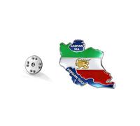 KKJOY Iran Map Brooch Stainless Steel Emblem Flag Color Unisex Patriotic Lapel Pin Persian Lion and Sun Jewelry For Women Men(Style 14, Silver)