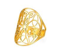 kkjoy Irish Trinity Knot Ring Stainless Steel Celtic Knot Eternity Promise Ring Amulet Jewelry for Women Charming Ladies (Gold)