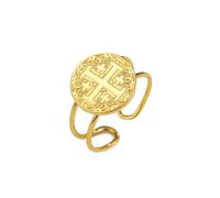 kkjoy Jerusalem Cross Ring Adjustable Crusader Five-Fold Cross Ring