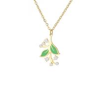 kkjoy Lily of The Valley Necklace Stainless Steel May Birth Month Flower Pendant Jewelry For Women Charming Ladies (Gold)