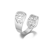 kkjoy Lotus Flower Ring Stainless Steel Adjustable Yoga Symbol Healing Ring Inspirational Jewelry for Women Charming Ladies(Silver)