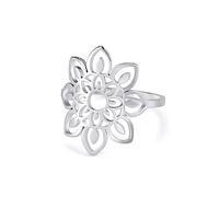 kkjoy Lotus Flower Ring Stainless Steel Eight-Petal Lotus Ring Promise Ring Jewelry Gift For Women Girls