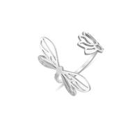 kkjoy Lotus Flower Yoga Ring Stainless Steel Lotus Adjustable Open Finger Rings Inspirational Jewelry Gift for Women Teens Girls