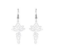 KKJOY Lotus Unalome Earrings Stainless Steel Lotus Flower Yoga Symbol Drop Dangle Earrings Inspirational Buddhism Jewelry for Women Girls