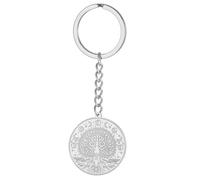 kkjoy Moon Phase Tree of Life Keychain Stainless Steel Nature Inspired Spiritual Pendant Keyring Purse Bag Accessories for Women Men