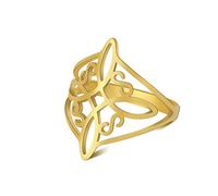 kkjoy Openworked Witches Knot Ring Stainless Steel Pagan Wiccan Symbol Magic Knot 4-Pointed Celtic Knot Witchcraft Amulet Rings for Women Girls
