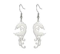 KKJOY Phoenix Dangle Earrings Stainless Steel Mythological Animal Bird Pendant Earrings Phoenix Rebirth Amulet Protection Jewelry for Women Girls