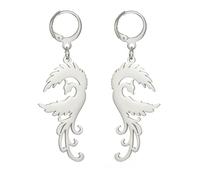 KKJOY Phoenix Hoop Dangle Earrings Stainless Steel Mythological Animal Bird Pendant Earrings Phoenix Rebirth Amulet Protection Jewelry for Women Girls
