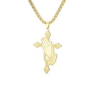 kkjoy Praying Hands Cross Necklace Retro Religious Christianity Jewelry