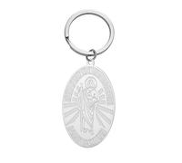 kkjoy Saint Jude Thaddeus PRAY FOR US Keyring Stainless Steel Oval Religious Medal Pendant Keychain Protection Amulet Catholic Jewelry Purse Bag Accessories for Women Men