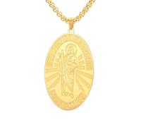 kkjoy Saint Jude Thaddeus PRAY FOR US Necklace Stainless Steel Oval Religious Medal Pendant Protection Amulet Catholic Jewelry for Men Women