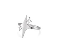 kkjoy Sparkling Four-Pointed Star Ring Stainless Steel Lucky Star Promise Ring Birthday Gift Jewelry For Women Girls