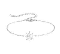 kkjoy Spiral Sun Bracelet Stainless Steel Sunshine Charm Boho Summer Holiday Jewelry for Women Men(Silver)
