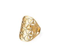 kkjoy Stainless Steel Openwork Flower of Life Ring Adjustable Open Finger Rings Promise Ring Jewelry Gift for Women Charming Ladies