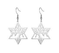 KKJOY Tree of Life with Hexagram Dangle Earrings Stainless Steel Star of David Pendant Earrings Nature Inspired Spiritual Jewelry for Women Charming Ladies