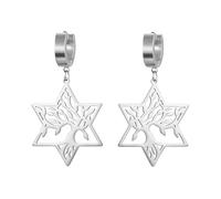 KKJOY Tree of Life with Hexagram Pendant Earrings Stainless Steel Star of David Dangle Earrings Nature Inspired Spiritual Jewelry for Women Charming Ladies