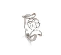 KKJOY Triple Moon Goddess Ring Stainless Steel Moon Phase Pentagram Amulet Promise Ring Magic Wicca Jewelry Gift For Women Girls