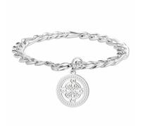kkjoy Witches Knot Bracelet Stainless Steel Crystal Celtic Magic Wiccan Symbol Pendant Witchcraft Amulet Jewelry for Women Men(Silver)