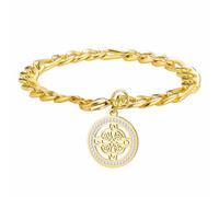 kkjoy Witches Knot Bracelet Stainless Steel Crystal Celtic Magic Wiccan Symbol Pendant Witchcraft Amulet Jewelry for Women Men(Gold)