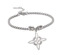 kkjoy Witches Knot Bracelet Stainless Steel Pagan Wiccan Symbol Magic Knot 4-Pointed Celtic Knot Witchcraft Bracelet for Women Girls