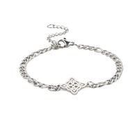 kkjoy Witches Knot Bracelet Stainless Steel Pagan Wiccan Symbol Magic Knot 4-Pointed Celtic Knot Witchcraft Bracelet for Women Girls
