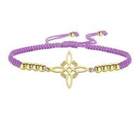 kkjoy Witches Knot Braided Rope Adjustable Bracelet Stainless Steel Celtic Knot Wiccan Symbol Bracelet Magic Knot Witchcraft Amulet for Women Charming Ladies (Purple-Gold)