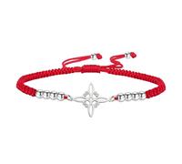 kkjoy Witches Knot Braided Rope Bracelet Stainless Steel Adjustable Celtic Knot Wiccan Symbol Bracelet Magic Knot Witchcraft Amulet for Women Charming Ladies (Red-Silver)