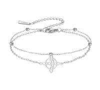 kkjoy Witches Knot Double Layered Bracelet Stainless Steel Celtic Triangle Knot Wiccan Symbol Bracelet Magic Knot Witchcraft Amulet for Women Charming Ladies (Silver)
