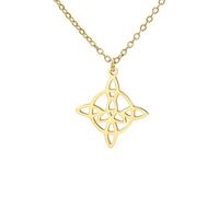kkjoy Witches Knot Necklace Stainless Steel Celtic Triangle Knot Wiccan Symbol Pendant Necklace Magic Knot Witchcraft Amulet for Women Charming Ladies (Gold)