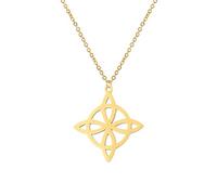 kkjoy Witches Knot Necklace Stainless Steel Magic Knot Pagan Wiccan Symbol Pendant 4-Pointed Celtic Knot Witchcraft Necklace for Women Girls