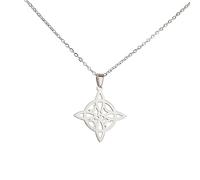 KKJOY Witches Knot Necklace Stainless Steel Magic Knot Pagan Wiccan Symbol Pendant 4-Pointed Celtic Knot Witchcraft Necklace for Women Girls