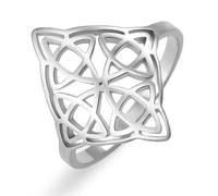 kkjoy Witches Knot Ring Stainless Steel Celtic Magic Knot Pagan Wiccan Symbol Ring Witchcraft Amulet Jewelry for Women Charming Ladies (Style 2, Silver, Diameter 17mm)
