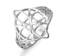 kkjoy Witches Knot Ring Stainless Steel Celtic Magic Knot Pagan Wiccan Symbol Ring Witchcraft Amulet Jewelry for Women Charming Ladies (Style 3, Silver, Diameter 21mm)
