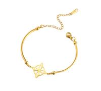 kkjoy Witches Knot Smooth-finish Half-Bangle Bracelet Stainless Steel Magic Wiccan Symbol Witchcraft Amulet Jewelry for Women Men(Gold)