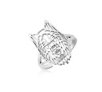 kkjoy Wolf Head Ring Stainless Steel Adjustable Totem Ring Rock Punk Gothic Jewelry for Women Men Animal Lover(Style 1, Silver)