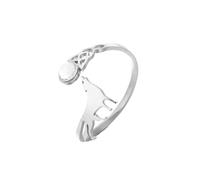 kkjoy Wolf Howls at the Moon Ring Stainless Steel Adjustable Stackable Ring Animal Lovers Jewelry for Women Men(Silver)