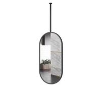 KKJPL Ceiling Hanging Floating Mirror Oval Rod Mirror With Metal Frame, Suitable For Home Or Hotel(Black,50x100cm)