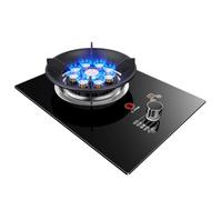 KKJPL Gas Stove 1 Burner 180 Minute Timer, Black Glass Freestanding Tabletop Suitable For Home Kitchen Camping Garden Dining 5.2kW(NG)