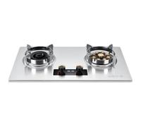 KKJPL Stainless Steel Gas Stove 2 Burners, 5.2/7.0KW 9 Cavity High Fire, 180 Minutes Timer (two Sides Independent), Accidental Flameout Protection Device(NG)