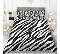 KKLDSD Black&white Zebra printed Duvet Cover Single,Wildlife Animal Fur stripe Print Bedding Set,Easy Care quilt cover for boys girls bedroom decor with zipper closure and pillowcase Si