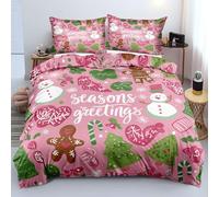 KKLDSD Christmas Bedding Set for Kids Teens - Xmas Festive Quilt Cover Reversible Duvet Cover King Winter Holiday Cozy Microfiber Bedding for Kids Teens Adult Bedroom A