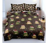 KKLDSD Christmas Duvet Cover King Xmas Frog Bedding Set, Cute Animal Quilt Cover Reversible Festival Theme Bedding for Kids Boys Girls Kawaii Bedroom Decor Lightweight Microfibre B