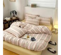 KKLDSD Colorful Striped Duvet Cover Double, Pastel Color Stripes theme girls women Home Decor bedding set,soft Microfiber Easy Care quilt cover all season,pink/yellow Double