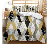 KKLDSD Grey White Black Classic Marble Duvet Cover 135X200,Abstract Geometric Gold Glitter Texture Printed Bedding Set,Modern Aesthetic Design Soft Microfiber Quilt Cover Single