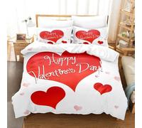 KKLDSD Red Romantic Love Heart Duvet Cover 135X200,Happy Valentine'S Day Theme Bedding Set for Teens Adults Bedroom Decor,Soft Microfiber Quilt Cover Easy Care Single