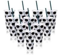 Kklolai 10 Pcs 24 Oz Plastic Football Cups Reusable Tumbler with Lid and Straw Soccer Birthday Party Gifts for Coach Fan Men Women Sports Game Team Decoration