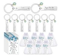 Kklolai 12 Sets Forget Me Not Funeral Favours Memorial Keyrings Remembrance Poem Cards with Organza Bags Sympathy Keychain Bulk for Loss of Loved One Memorial Service Guests Keepsakes