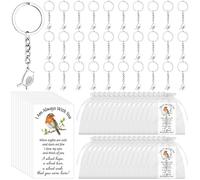 Kklolai 30 Sets Robin Gifts Funeral Favours Bird Memorial Keychains Gifts Bereavement Sympathy Keyring Remembrance Cards Organza Bags for Guests Loss of Loved One