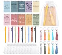 Kklolai 40 Pcs Employee Appreciation Gifts Bulk Inspirational Bamboo Ballpoint Pens Thank You Silicone Keychains Encouraging Quotes Pocket Notebooks Organza Bag for Coworker Teacher Volunteer